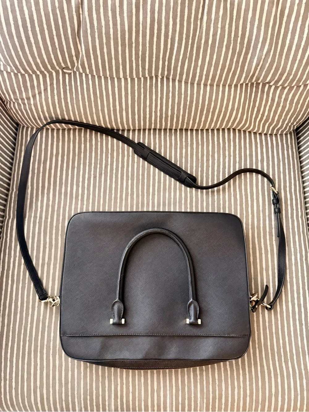 kate spade Black Saffiano Leather Laptop Satchel with Crossbody Strap